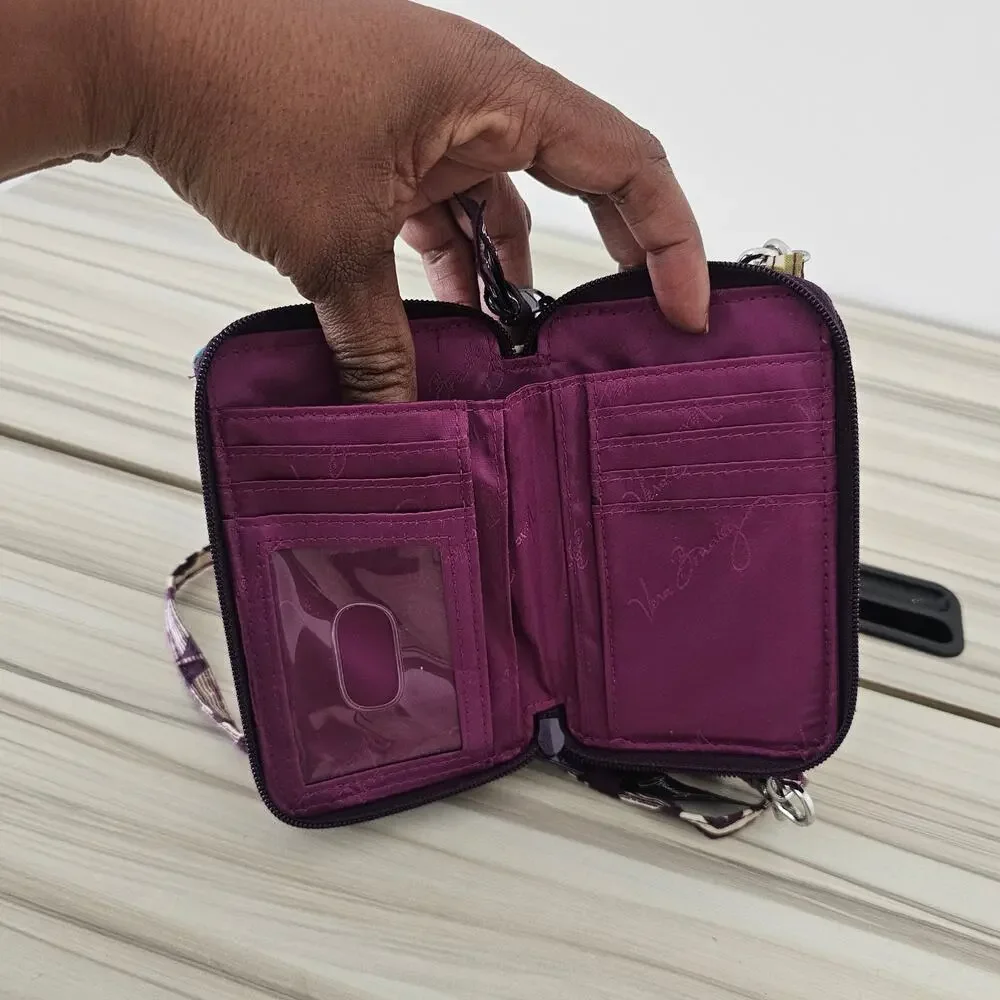 Vera Bradley Retired Plum Crazy Print Wallet with Crossbody Strap - Picture 7 of 11